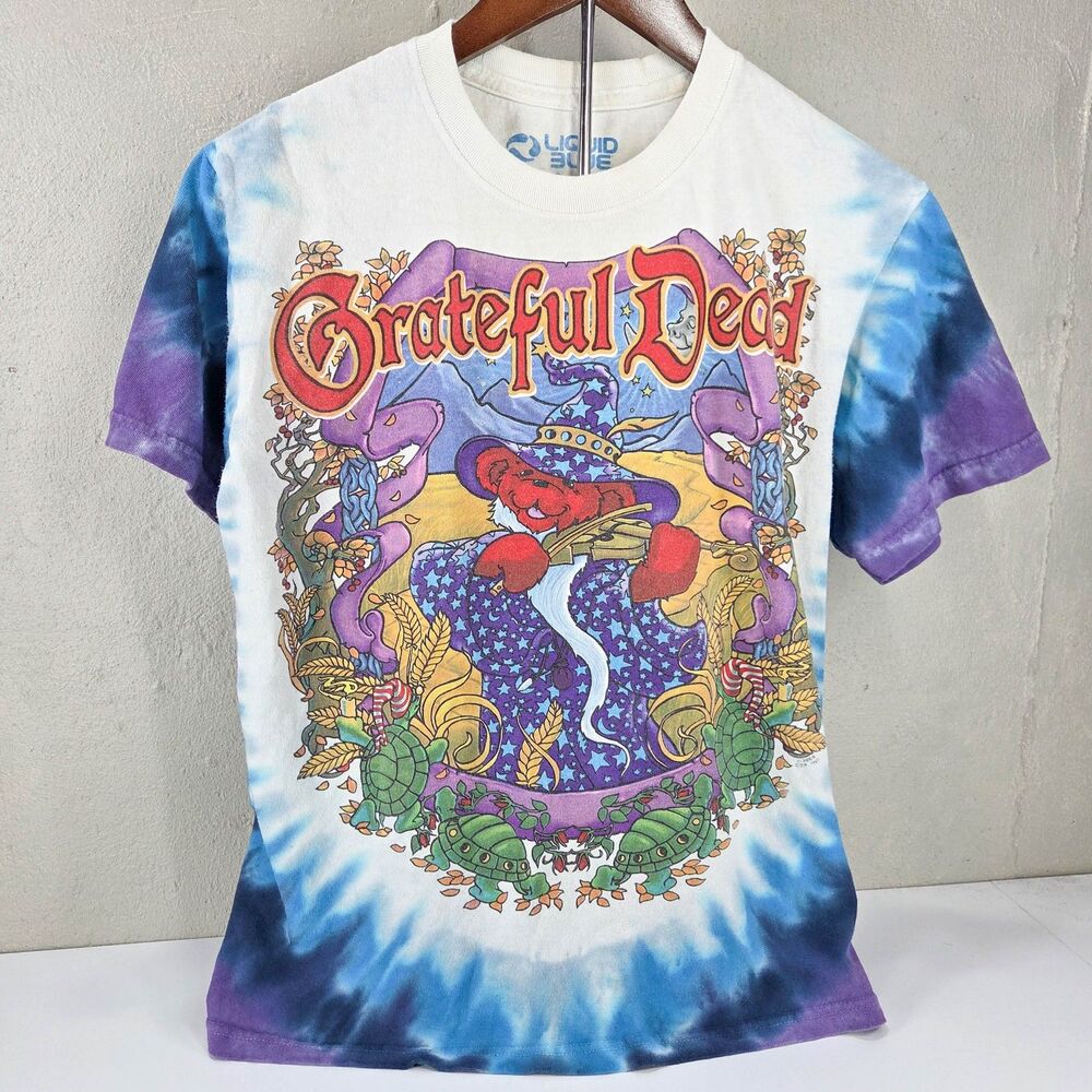 Vintage Y2K Liquid Blue Grateful Dead Terrapin Moon Tie Dye Tee Sz S